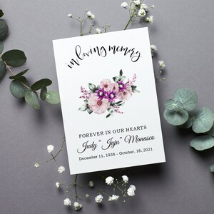 Forget Me Not Funeral Favors, Purple and Pink Floral Personalized Memorial Seed Packets, Loving Memory, Seeds Included, Celebration of Life