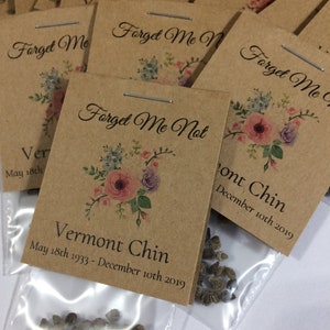 Forget Me Not Kraft Rustic Funeral Bereavement Favor, Sachet Size, In Loving Memory, Seed Packet Favors, Celebrate Life, Living Memorials image 5