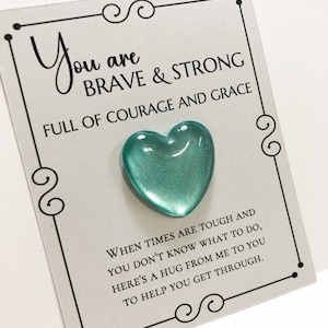 Pocket Hug Thinking of You Gift, Glass Gem Pocket Token, Handpainted Heart, Anxiety, Healing Thoughts, Get Well Gift