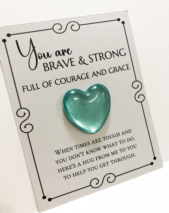 Pocket Hug Thinking of You Gift, Glass Gem Pocket Token, Handpainted Heart, Anxiety, Healing Thoughts, Get Well Gift