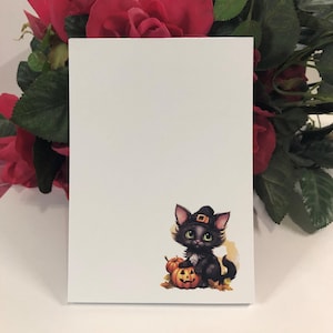 Halloween Notepad Black Cat Pumpkin, 40 Tear Off Note Doodle Pages, Shopping Lists, Desk Notes