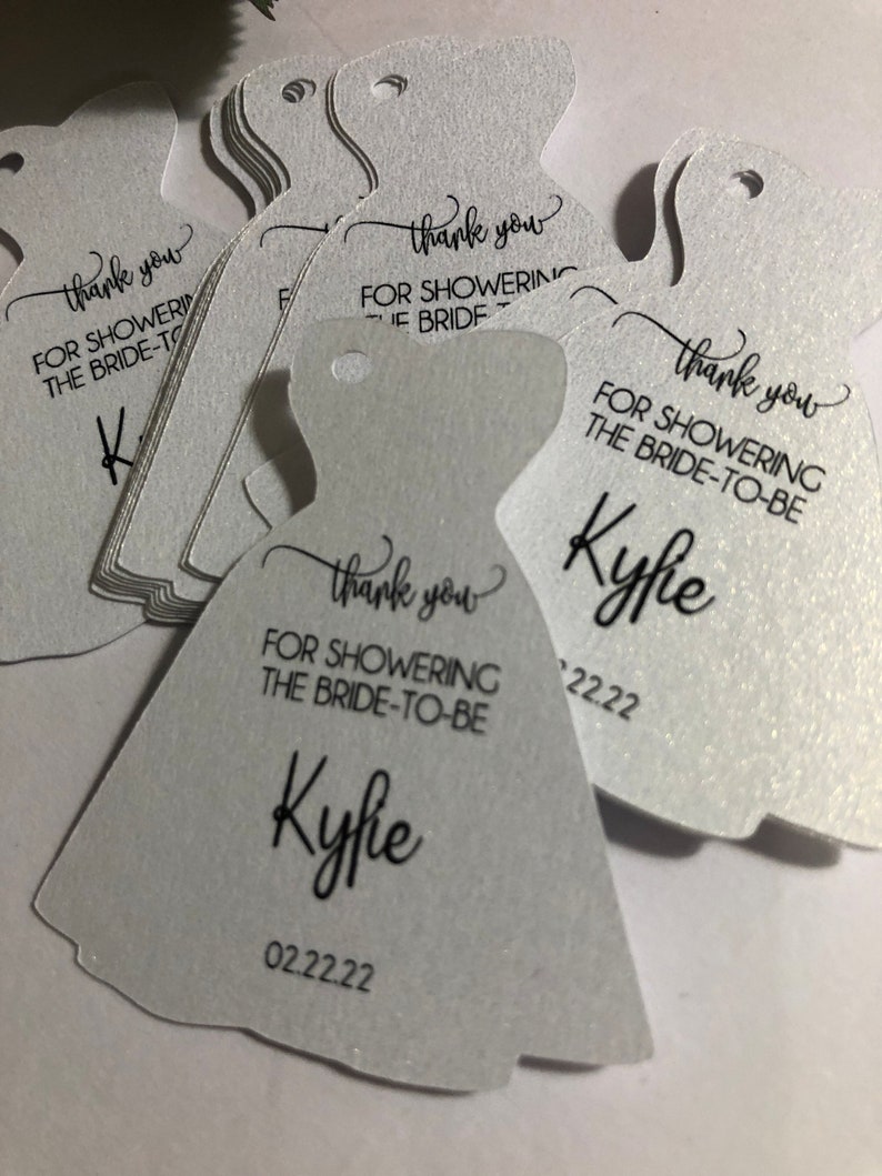 PRINTED 25 Wedding Dress Shaped Thank You Favor Tags for - Etsy