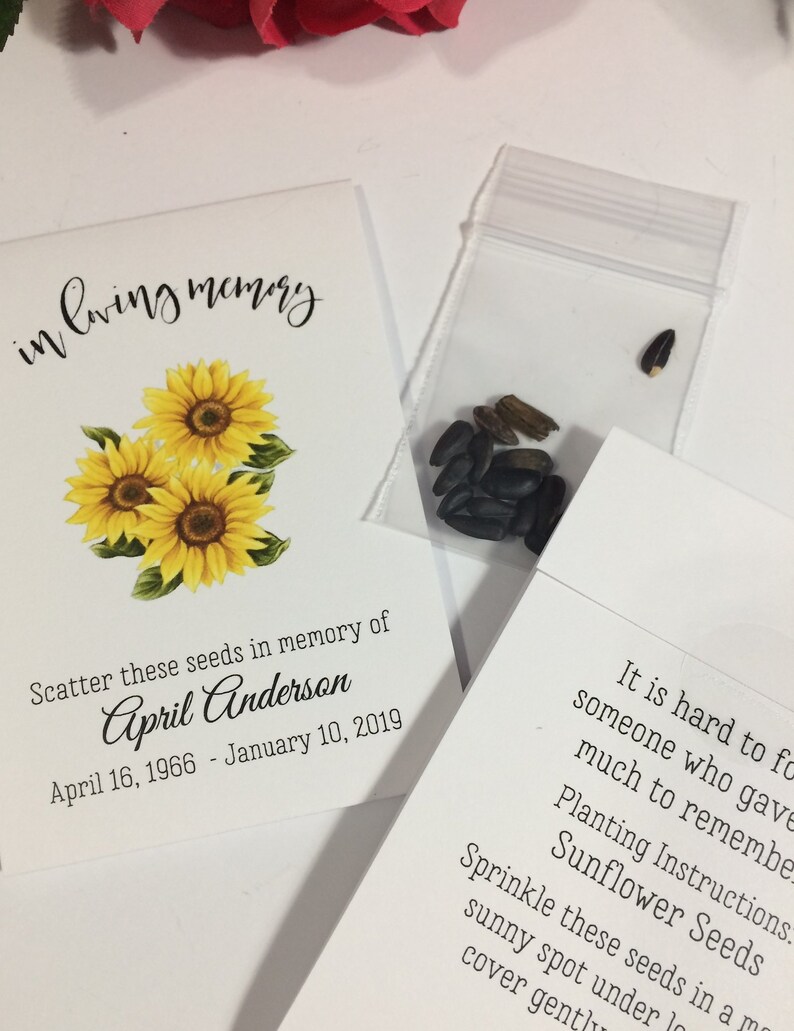 Funeral Favors Personalized Memorial Sunflower Seed Packets Etsy