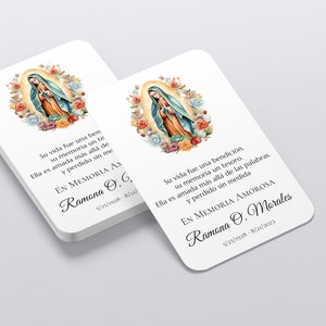 Our Lady of Guadalupe Spanish Memorial Prayer Card, Funeral Favor