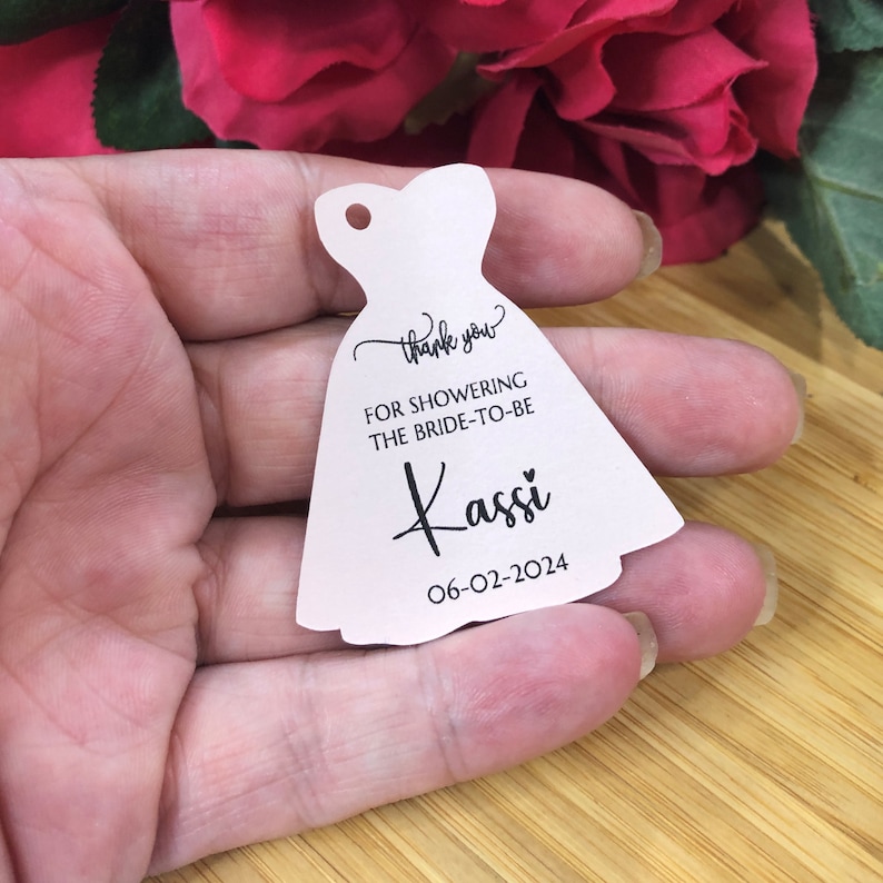 Wedding Dress Shaped Thank You Favor Tags for Wedding Favors Labels, Printed