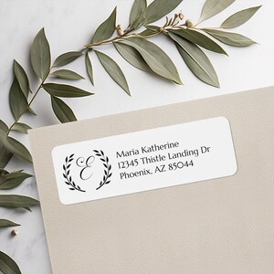 Elegant Monogram Return Address Labels, 30 Per Sheet Personalized Stickers