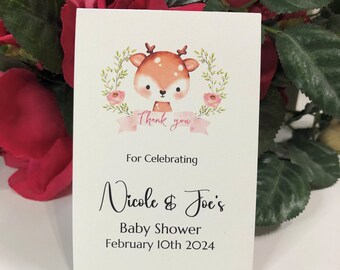 Boho Baby Woodland Animals, Personalized Baby Shower Seed Packet Favors, Wildflower Seeds, Custom Gift for Guests