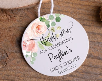 PRINTED Rose & Gold Greenery Floral Favor Tags for Mini Wine bridal shower favors, swag goodie bags thank you gifts