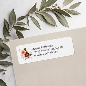 Rustic Floral Personalized Return Address Labels, Fall Floral, 30 Stickers Per Sheet