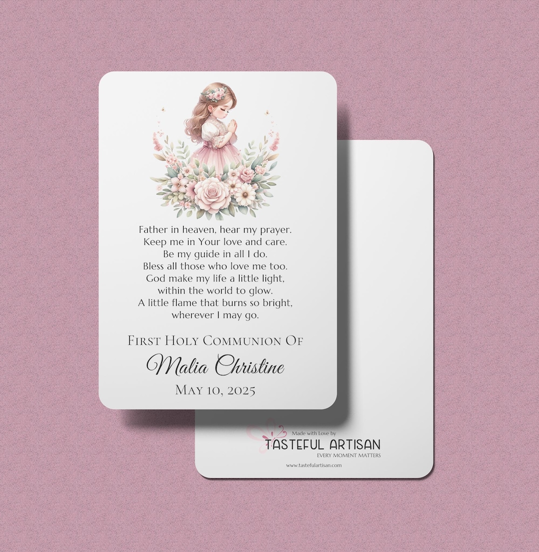 Prayer Card for Little Girl Personalized for FHC, Custom First Holy ...