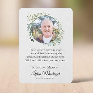 Carte de prière cadeau personnalisée de sympathie avec photo, verdure neutre en matière de genre, cadeau commémoratif personnalisé, célébration de la faveur de la vie