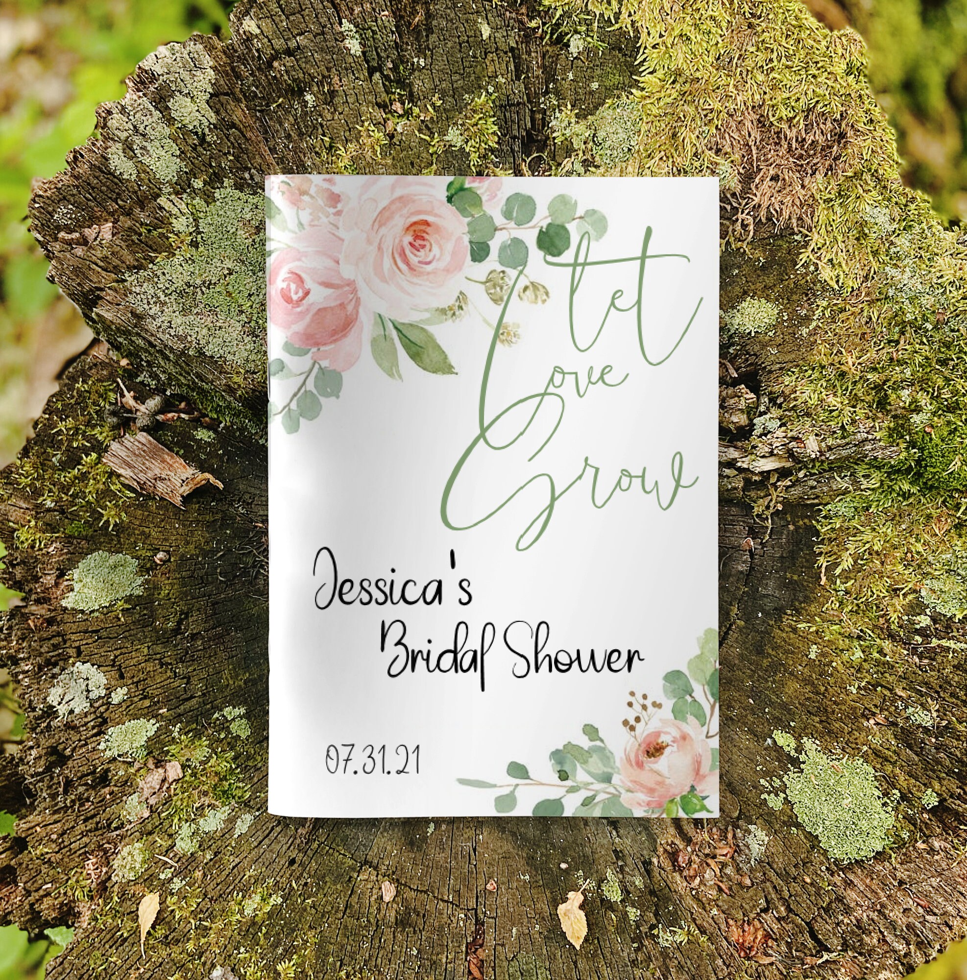 PRINTED The Bride is Blooming Bridal Shower Watercolor Rose Floral Personalized Wildflower Seed Packet Favors