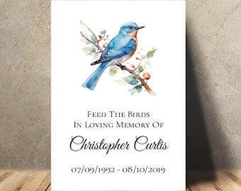 Sympathy Gift Birdfeed Bluebird Winter Songbird Seed Packets, Funeral Favors, Personalized Celebration of Life