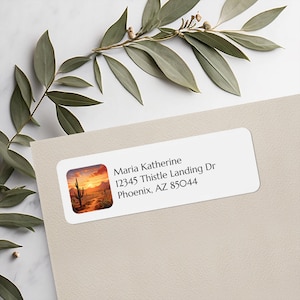 Southwest Desert Personalized Return Address Labels, Sonoran Scene, 30 Per Sheet
