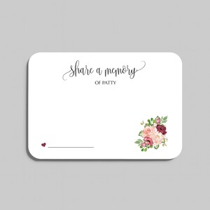 In Loving Memory Cards, Funeral Memory Personalized for Celebration of Life Memorials