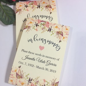 IVORY Forget Me Not Funeral Favors Personalized Memorial Seed Packets Loving Memory, Memorial, Seeds Included, Sympathy, Celebration of Life