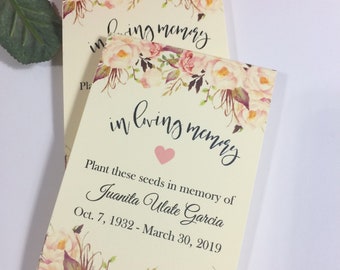 IVORY Forget Me Not Funeral Favors Personalized Memorial Seed Packets Loving Memory, Memorial, Seeds Included, Sympathy, Celebration of Life