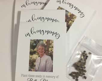 Forget Me Not Photo Funeral Favors Personalized Memorial Packets, Loving Memory, Memorial, Seeds Included, Sympathy, Celebration of Life