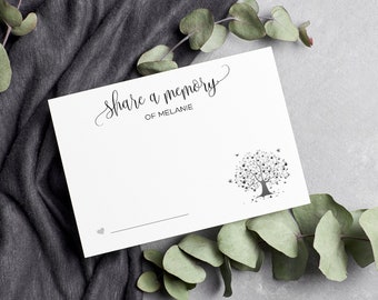 PRINTED Tree of Life Share a Memory Celebration of Life Funeral Card, Personalized Share a Memory