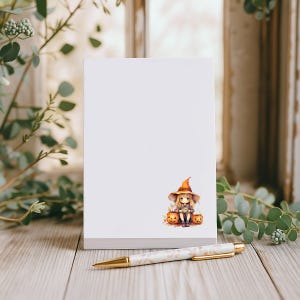 Halloween Witch Notepad, Cute Pumpkin Stationery Pad for Fall Notes
