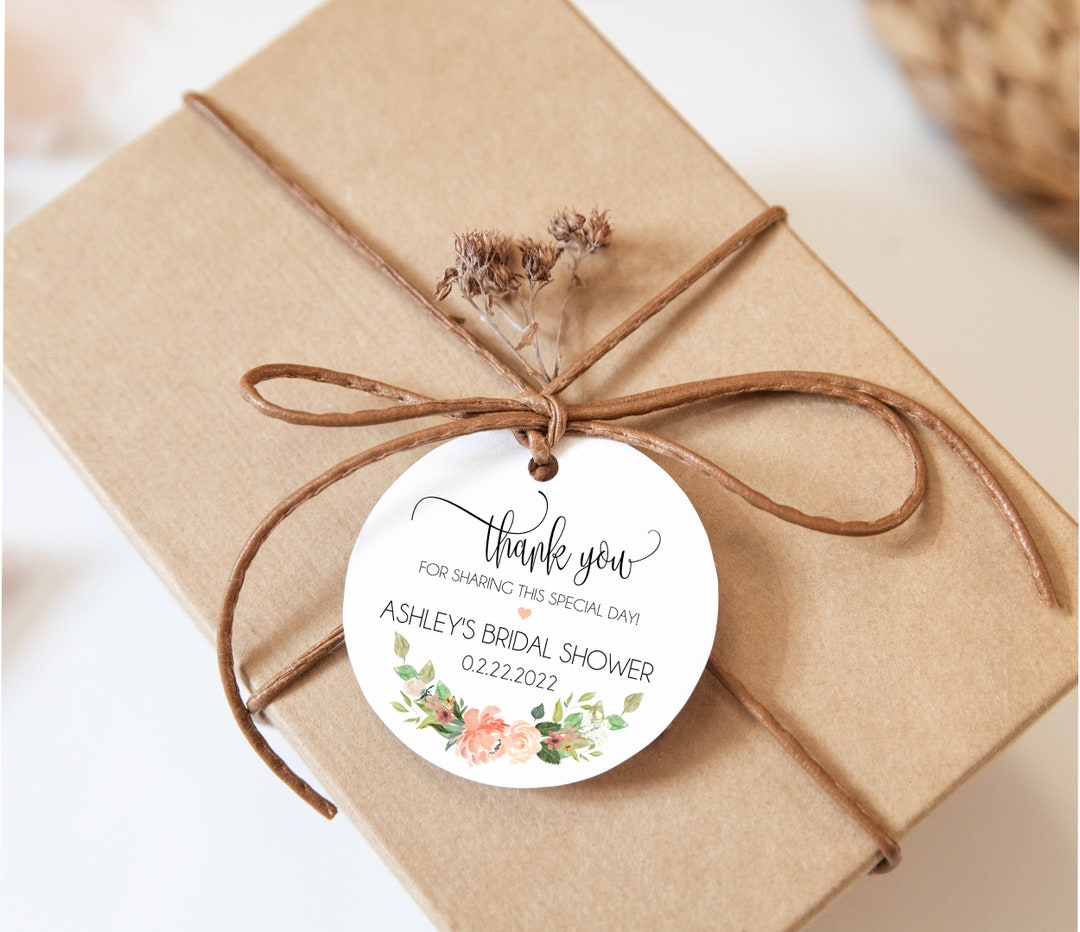 PRINTED Peach Peony Favor Tags for Bridal Shower Favors, Swag Goodie ...