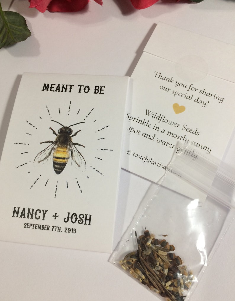 Bee Friendly Meant to Be Wildflower Seed Packets Custom Etsy