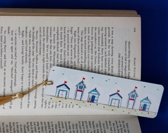 Beach Huts Bookmark: Hand-Drawn Summer Holiday Illustration