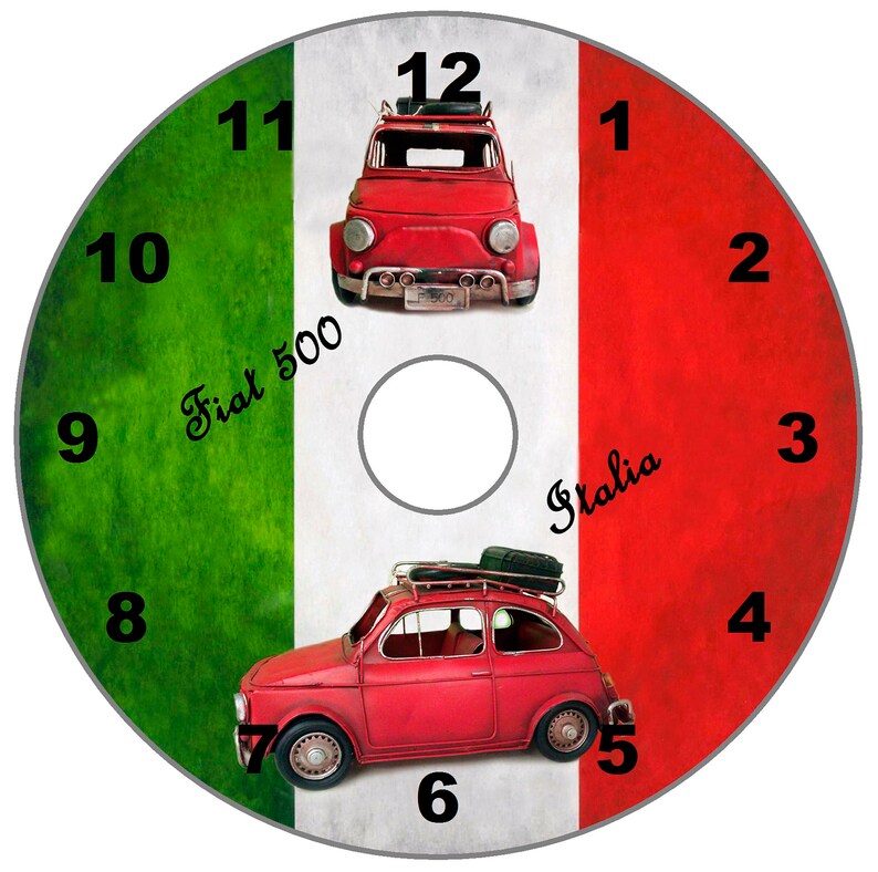 Fiat 500 Gift Set DIY CD Clock KIT in small cotton gift bag Etsy