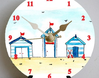 Beach Huts Clock Kit: 12cm DIY Metal Clock