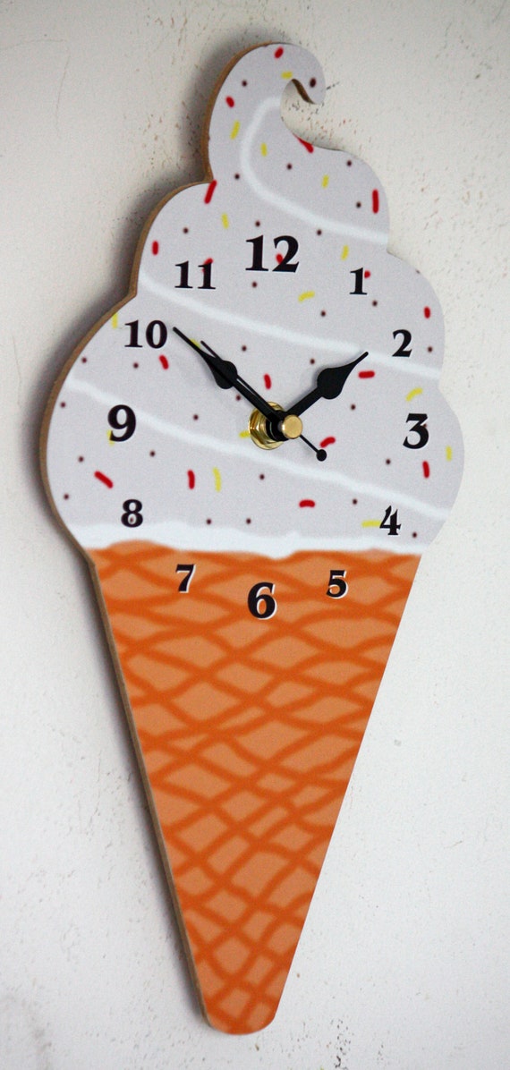 Ice Cream Cone Wall Clock - Novelty Kitchen Decor (28cm) - Etsy UK