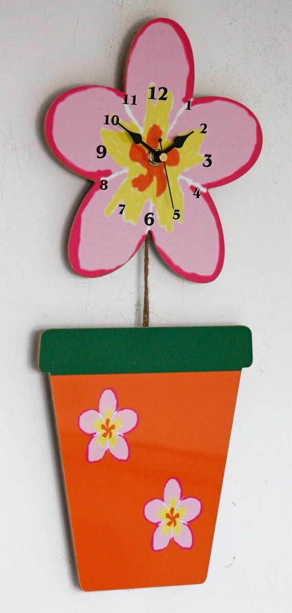 Timedeco 無騒音 掛け時計 Floral Leaf Clock(さくら 桜花) Flower Clock - Flower Pot and Flower Wall Clock - by Picture