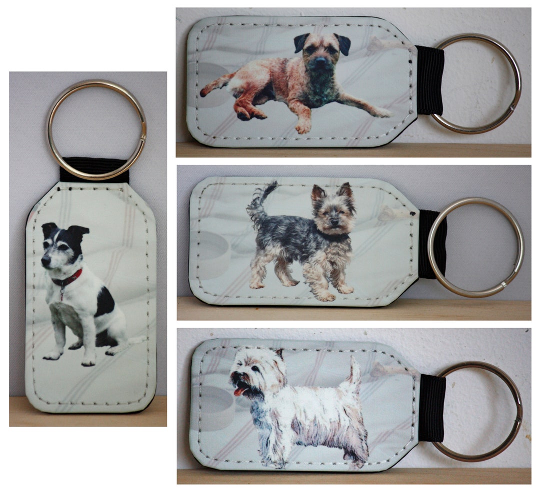 Terrier Keyring Simulated Leather Key ring, Border, Jack Russell, West ...
