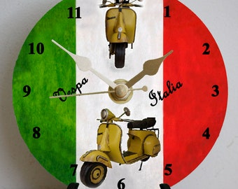 Vespa Scooter Clock Kit: 12cm DIY Metal Clock
