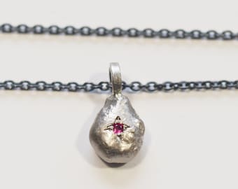 white gold drop pendant ruby