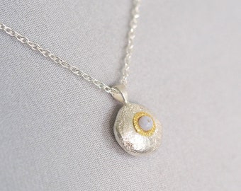 Pendant Silver Gold Chalcedony