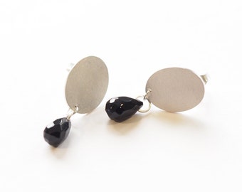 Earrings silver onyx