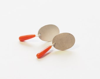 Stud earrings silver coral