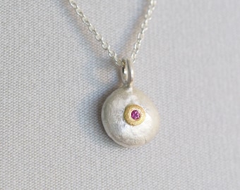Pendant silver gold ruby