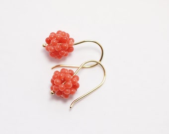 eardrop coral red 750 gold - unique piece