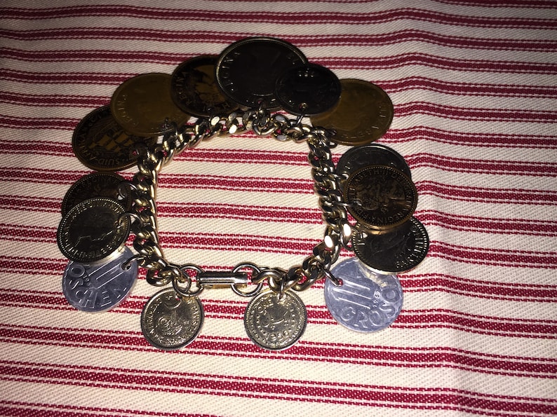 VINTAGE Coin Charm Bracelet