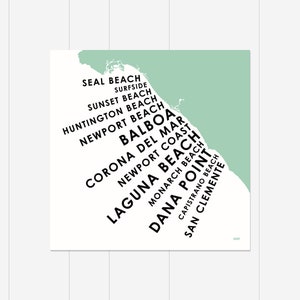 Orange County Beach Towns Print Sea Green