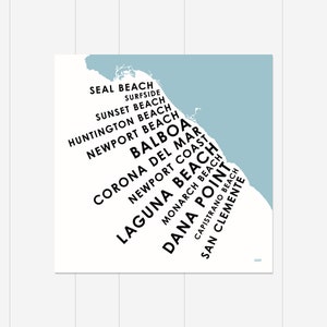 Orange County Beach Towns Print Sky Blue