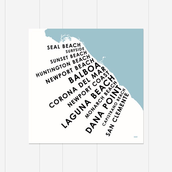 Orange County Beach Towns Screenprint