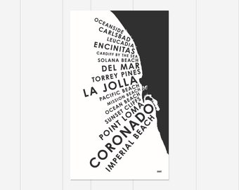 San Diego Beach Towns Screenprint