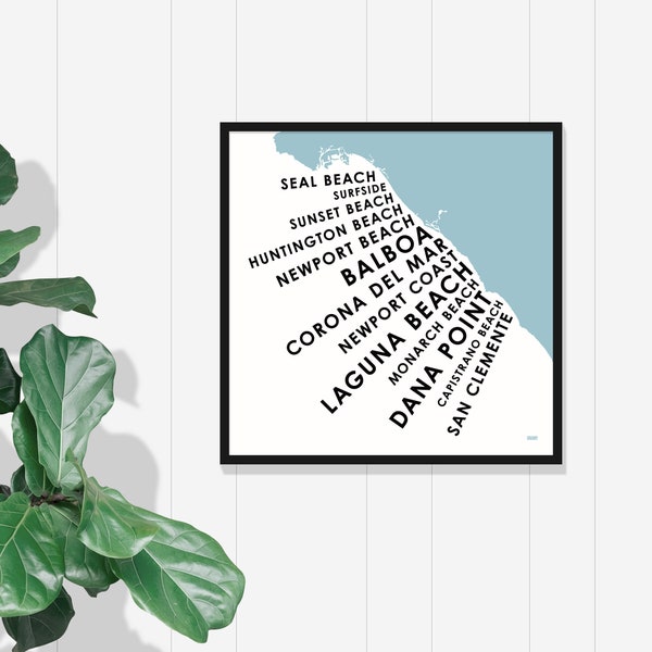 Orange County Beach Towns Printable Wall Art