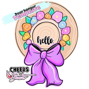 TEMPLATE: Spring Flower floral Hat Door Hanger Template Bow door hanger template Spring Door hanger template Flower template