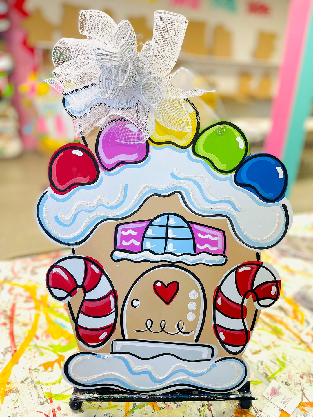 Candy Gingerbread House Painted Door Hanger - Etsy