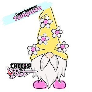 TEMPLATE: Spring Gnome Door Hanger Template Gnome Door hanger template door hanger template Spring Door hanger template Flower template