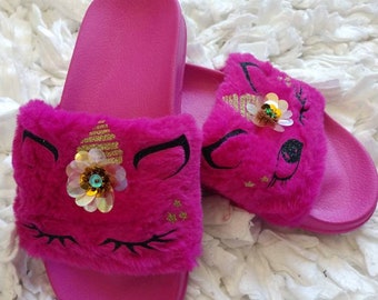 baby fur slide sandals