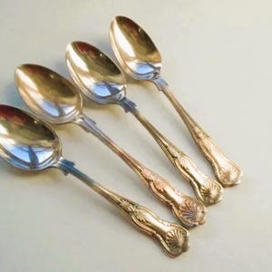 Four Vintage Silver-Plated Dessert Spoons, Kings Pattern, A1 Quality EPNS